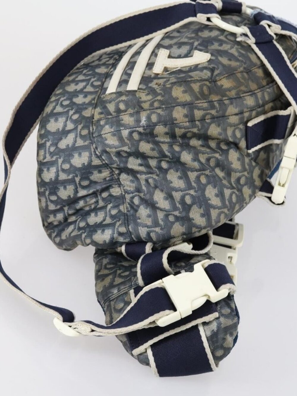 Christian Dior Trotter Canvas Backpack PVC Blue Silver Auth bs31270 - Picture 5 of 16